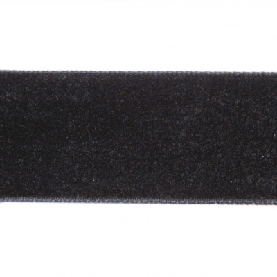 Лента бархатная нейлон, шир.25 мм, (упак. 45,7м), цв.03-черный - купить в Череповце. Цена: 800.84 руб.