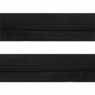 Рулонная молния с покрытием PVC спираль тип 3 (упак.270м) -черная с полосой СВО - купить в Череповце. Цена: 12.74 руб.