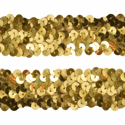 Тесьма с пайетками D16, шир. 30 мм/уп. 25+/-1 м, цвет золото - купить в Череповце. Цена: 1 098.48 руб.