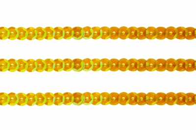 Пайетки "ОмТекс" на нитях, CREAM, 6 мм С / упак.73+/-1м, цв. 92 - золото - купить в Череповце. Цена: 484.77 руб.