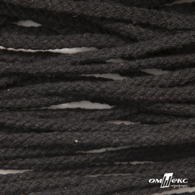 Шнур плетеный d-6 мм круглый, 70% хлопок 30% полиэстер, уп.90+/-1 м, цв.1078-черный - купить в Череповце. Цена: 588 руб.