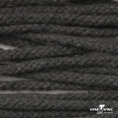 Шнур плетеный d-6 мм круглый, 70% хлопок 30% полиэстер, уп.90+/-1 м, цв.1088-т.серый - купить в Череповце. Цена: 588 руб.