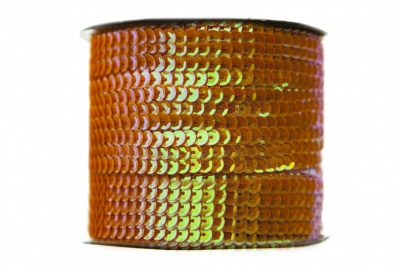 Пайетки "ОмТекс" на нитях, CREAM, 6 мм С / упак.73+/-1м, цв. 88 - оранжевый - купить в Череповце. Цена: 300.55 руб.
