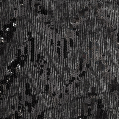 Трикотажное полотно с пайетками, шир.130 см, #311-бахрома чёрная - купить в Череповце. Цена 1 183.35 руб.