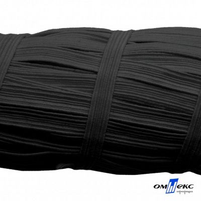 Резиновые нити с текстильным покрытием, шир. 6 мм (55 м/уп), цв.-черный - купить в Череповце. Цена: 210.75 руб.