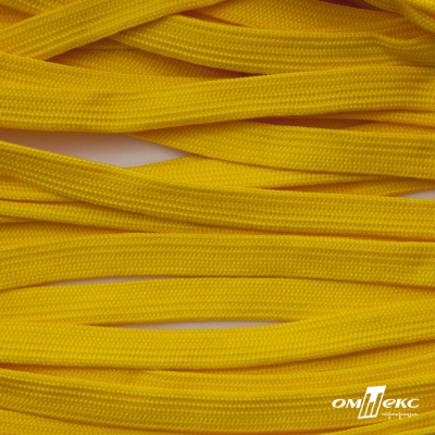 Шнур плетеный (плоский) d-12 мм, (уп.90+/-1м), 100% полиэстер, цв.269 - жёлтый - купить в Череповце. Цена: 8.62 руб.