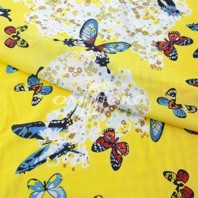 Плательная ткань "Софи" 7.2, 75 гр/м2, шир.150 см, принт бабочки - купить в Череповце. Цена 236.56 руб.