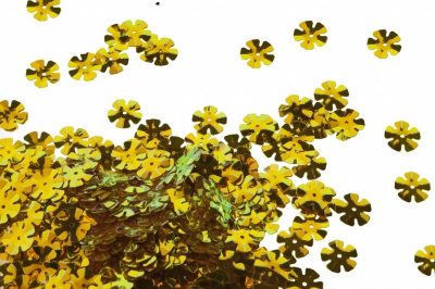 Пайетки "ОмТекс" россыпью,DOUBLE SIDED GOLD,цветок 14 мм/упак.50 гр, цв. 0460-золото - купить в Череповце. Цена: 80.93 руб.