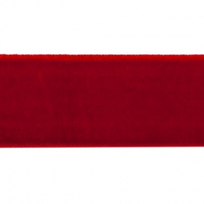 Лента бархатная нейлон, шир.25 мм, (упак. 45,7м), цв.45-красный - купить в Череповце. Цена: 991.10 руб.