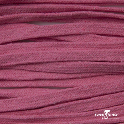 Шнур плетеный d-8 мм плоский, 70% хлопок 30% полиэстер, уп.85+/-1 м, цв.1029-розовый - купить в Череповце. Цена: 735 руб.
