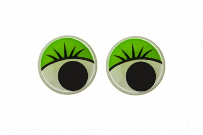 Глазки для игрушек, круглые, с бегающими зрачками, 15 мм/упак.50+/-2 шт, цв. -зеленый - купить в Череповце. Цена: 113.01 руб.