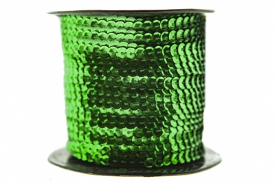 Пайетки "ОмТекс" на нитях, SILVER-BASE, 6 мм С / упак.73+/-1м, цв. 4 - зеленый - купить в Череповце. Цена: 484.77 руб.