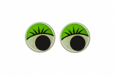 Глазки для игрушек, круглые, с бегающими зрачками, 12 мм/упак.50+/-2 шт, цв. -зеленый - купить в Череповце. Цена: 95.04 руб.