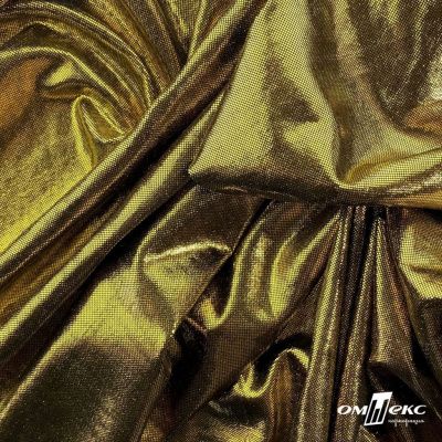 Трикотажное полотно голограмма, шир.140 см, #602 -чёрный/золото - купить в Череповце. Цена 385.88 руб.