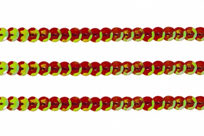 Пайетки "ОмТекс" на нитях, CREAM, 6 мм С / упак.73+/-1м, цв. 96 - красный - купить в Череповце. Цена: 484.77 руб.