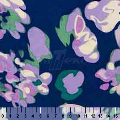 Штапель принт (100% вискоза) D4,C3, 110 гр/м2, шир.140см, принт цветы/василёк - купить в Череповце. Цена 343 руб.