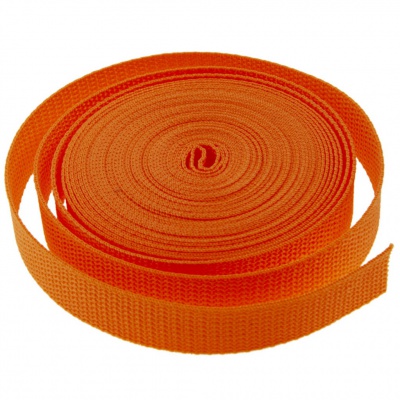 Стропа текстильная, шир. 25 мм (в нам. 50+/-1 ярд), цвет оранжевый - купить в Череповце. Цена: 409.94 руб.