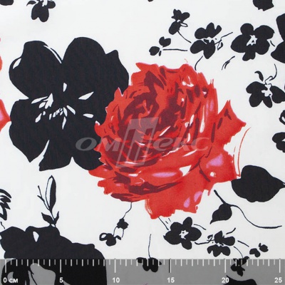 Плательная ткань "Фламенко" 22.1, 80 гр/м2, шир.150 см, принт растительный - купить в Череповце. Цена 239.03 руб.